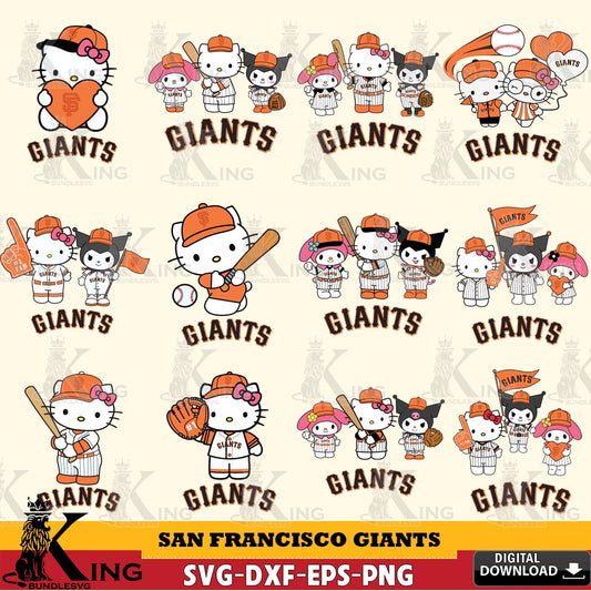 Comprehensive collection of San Francisco Giants Sanrio Squad Baseball MLB Bundle SVG PNG files perfect for Cricut and Silhouette