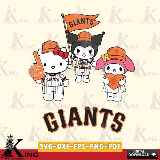Hand-drawn style art of San Francisco Giants Sanrio Squad, a cute design, high-quality vector for DIY scrapbooking and home decor