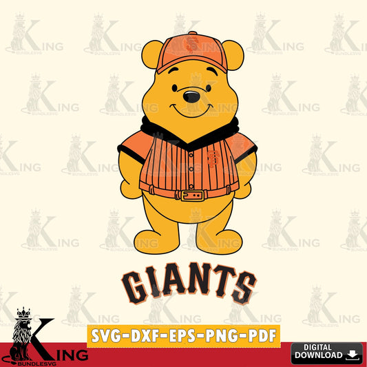 Digital download featuring San Francisco Giants Winnie the Pooh Game Day design, high-quality vector for DIY scrapbooking and