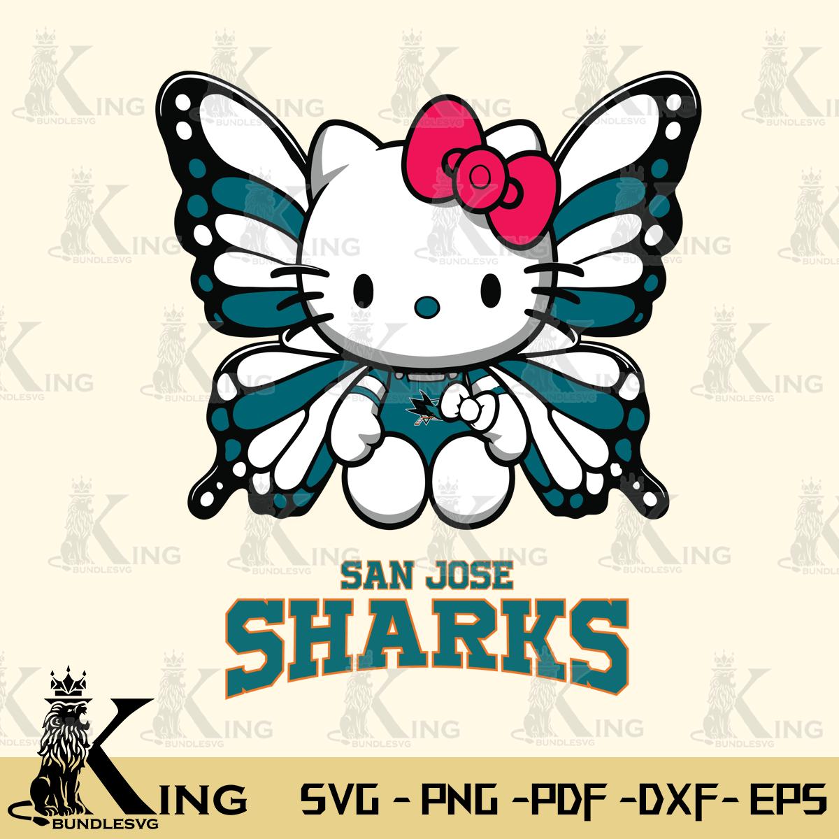 San Jose Sharks Butterfly Kitty Delight Svg Eps Dxf Png File, Digital Download