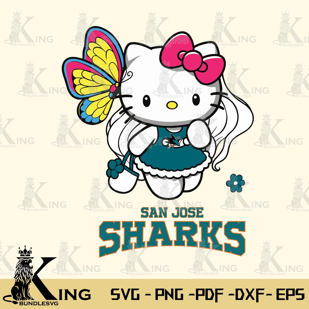 San Jose Sharks Kitty Cartoon Svg Eps Dxf Png File, Digital Download