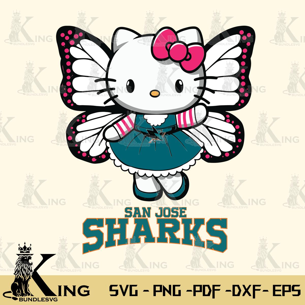 San Jose Sharks Whimsical Kitty Wings Svg Eps Dxf Png File, Digital Download