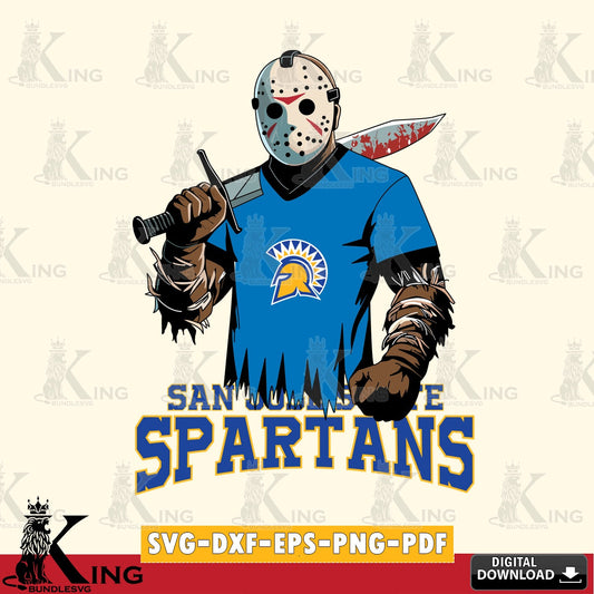 Digital download featuring San José State Spartans Jason Voorhees football, versatile clip art for stickers, decals, and mugs.