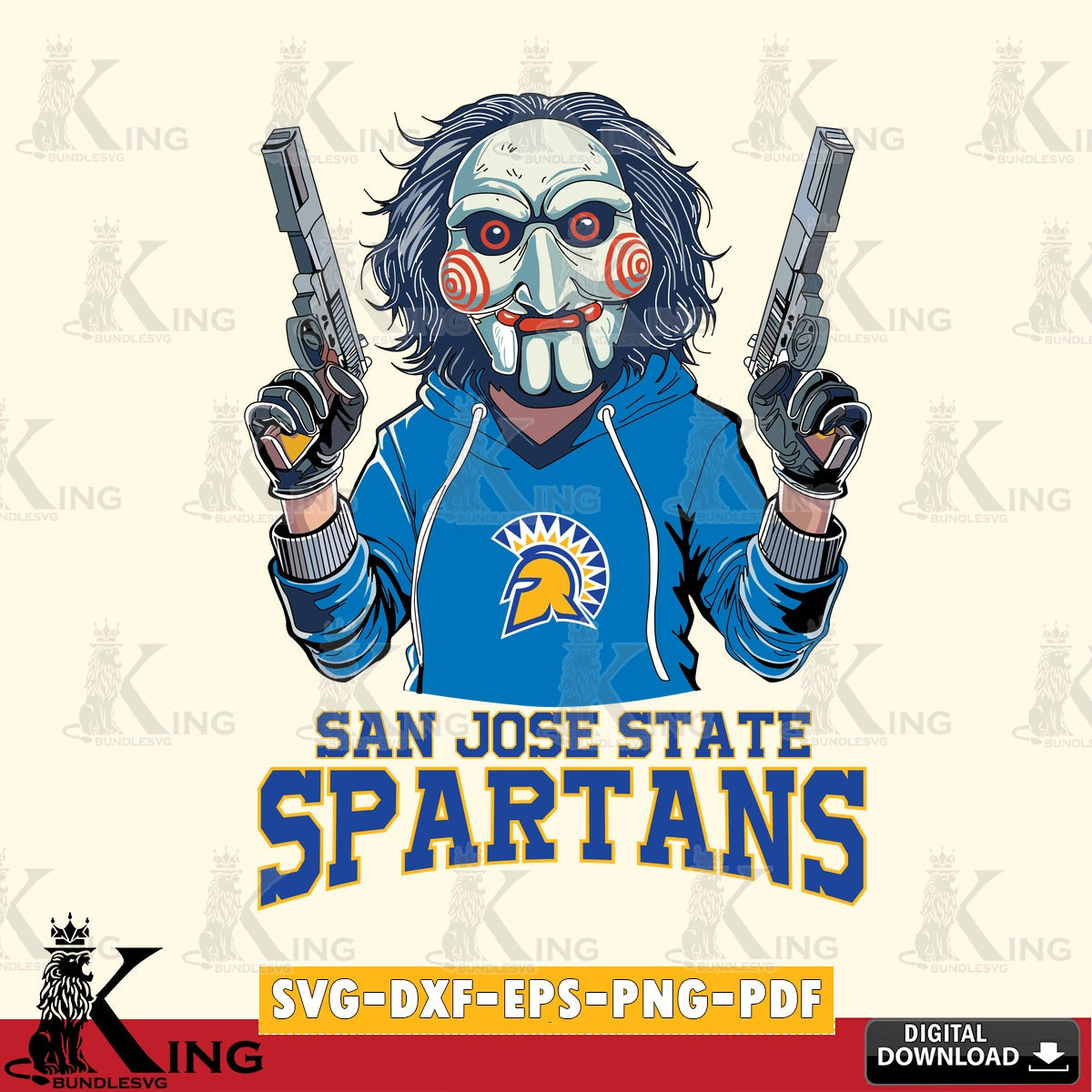 Modern graphic depicting San José State Spartans Jigsaw Billy Football, vector illustration for POD merchandise and apparel