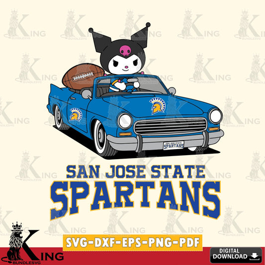 San José State Spartans Kuromi Car Football Game SVG file, Cricut, Cut file  , Digital Download , Instant Download, Sanrio svg, Clipart