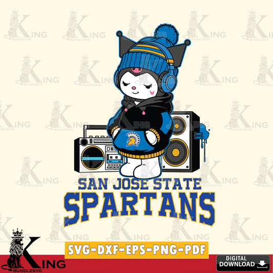 San José State Spartans Kuromi Football Music SVG file, Cricut, Cut file  , Digital Download , Instant Download, Sanrio svg, Clipart