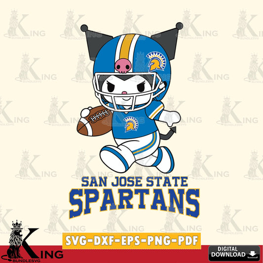 San José State Spartans Kuromi Football Run SVG file, Cricut, Cut file  , Digital Download , Instant Download, Sanrio svg, Clipart