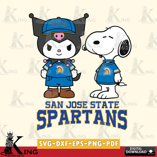San José State Spartans Kuromi Snoopy Football SVG file, Cricut, Cut file  , Digital Download , Instant Download, Sanrio svg, Clipart