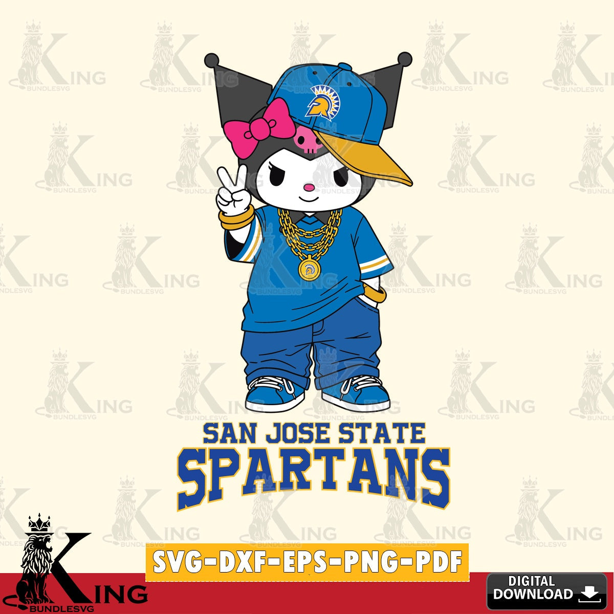 San José State Spartans Kuromi Streetwear Style SVG file, Cricut, Cut file  , Digital Download , Instant Download, Sanrio svg, Clipart