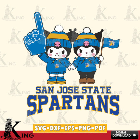 San José State Spartans Kuromi rugby Fan SVG file, Cricut, Cut file  , Digital Download , Instant Download, Sanrio svg, Clipart