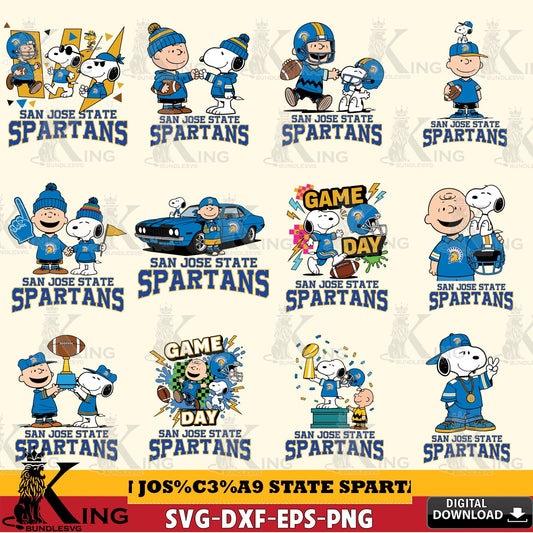 San José State Spartans Peanuts Football NCAA Bundle SVG, Cricut, Cut file  , Digital Download , Instant Download, Peanuts svg, NCAA svg, Football svg, Sport svg