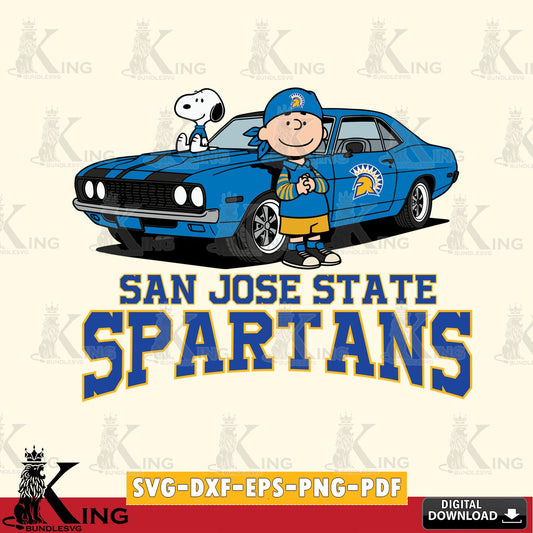 San José State Spartans Peanuts Muscle Car SVG, Cricut, Cut file  , Digital Download , Instant Download, Peanuts svg, NCAA svg, Football svg, Sport svg