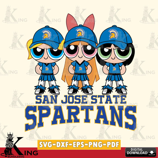 Eye-catching graphic of San José State Spartans PowerPuff Girls Football, vector art for engraving, cutting, and printing