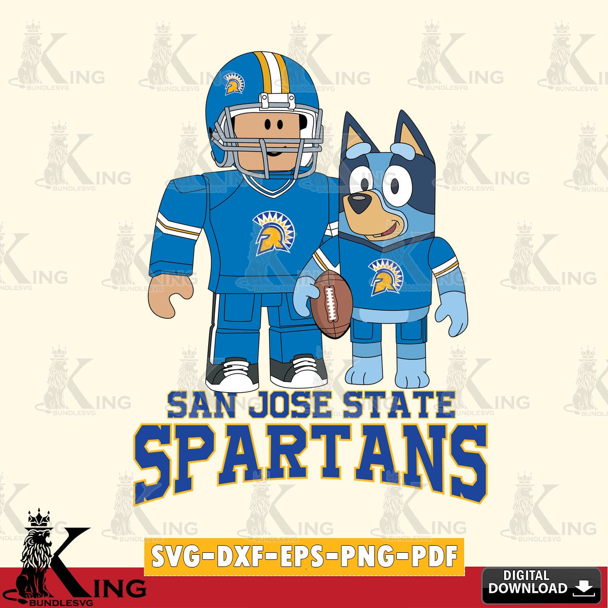 San José State Spartans Roblox & Bluey Football SVG file , NCAA Cricut,  File cut , Digital Download , PDF File