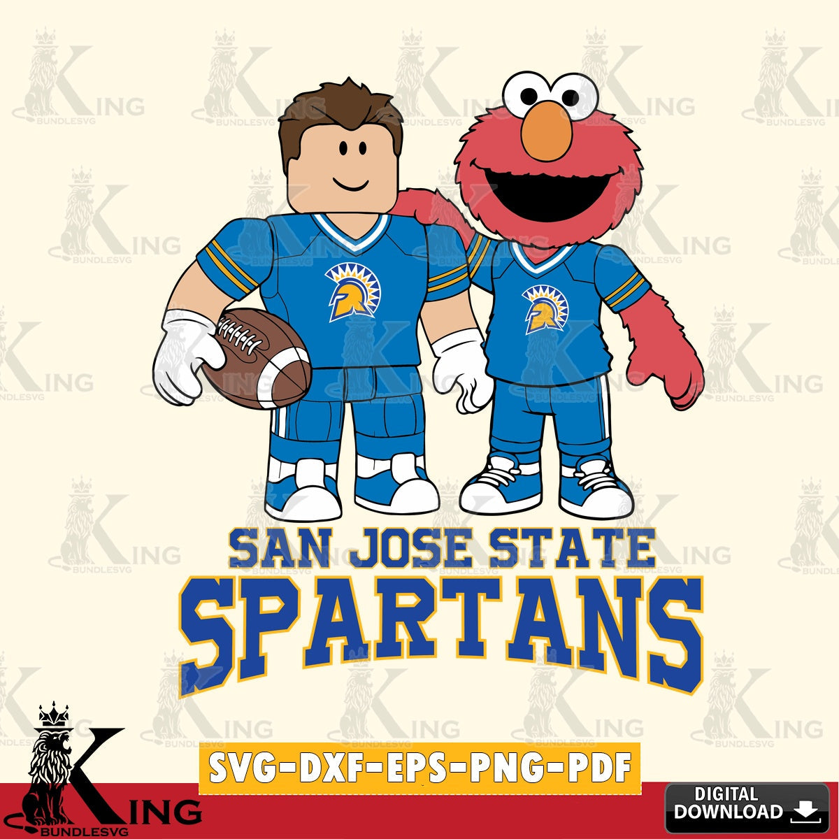San José State Spartans Roblox & Elmo Football SVG file , NCAA Cricut,  File cut , Digital Download , PDF File