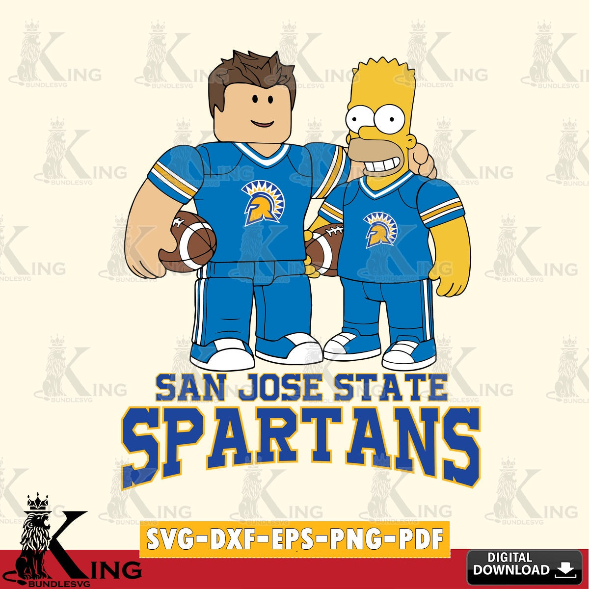 San José State Spartans Roblox & Homer Simpson Football SVG file , NCAA Cricut,  File cut , Digital Download , PDF File