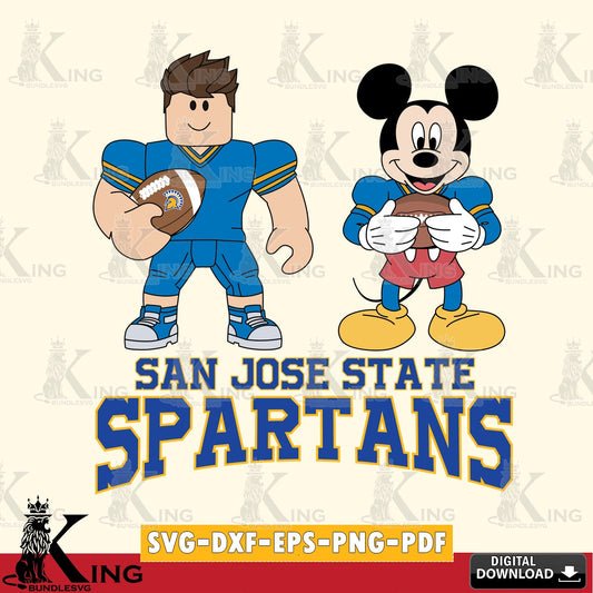 San José State Spartans Roblox & Mickey Football SVG file , NCAA Cricut,  File cut , Digital Download , PDF File