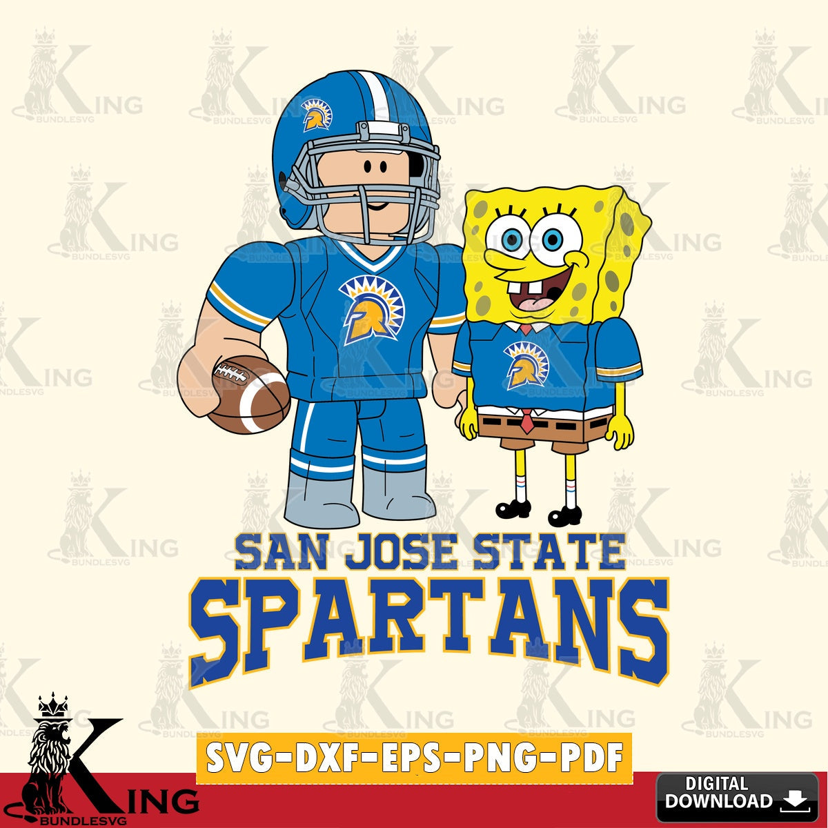 San José State Spartans Roblox & Spongebob Football SVG file , NCAA Cricut,  File cut , Digital Download , PDF File