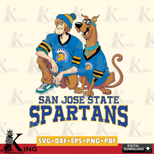 Unique artwork depicting San José State Spartans Shaggy and Scooby Doo football, a cut file ideal for vinyl projects and T-shirt