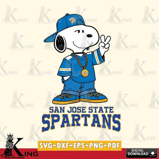 San José State Spartans Snoopy Say hi SVG, Cricut, Cut file  , Digital Download , Instant Download, Peanuts svg, NCAA svg, Football svg, Sport svg