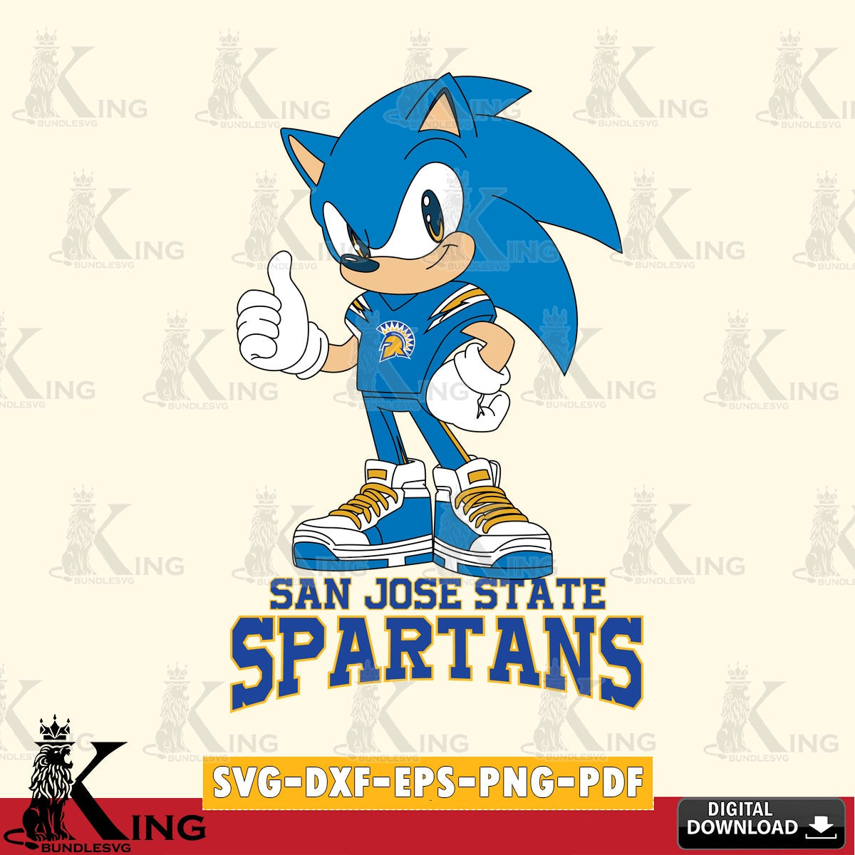 San José State Spartans Sonic Like Football SVG file, Vector , Digital Download , PDF File , Instant Download