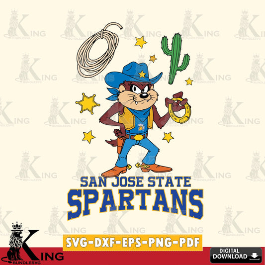 San José State Spartans Taz Cowboy Western SVG file, Cut file  , Digital Download , Instant Download, Taz svg, NCAA svg