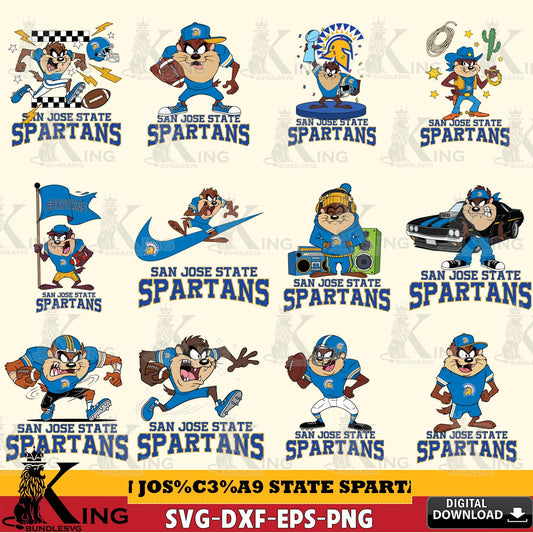 San José State Spartans Taz Football NCAA Bundle SVG file, Cut file  , Digital Download , Instant Download, Taz svg, NCAA svg