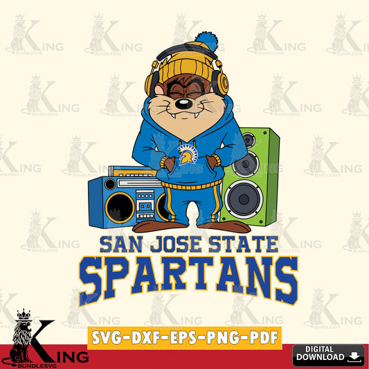 San José State Spartans Taz Hip Hop SVG file, Cut file  , Digital Download , Instant Download, Taz svg, NCAA svg