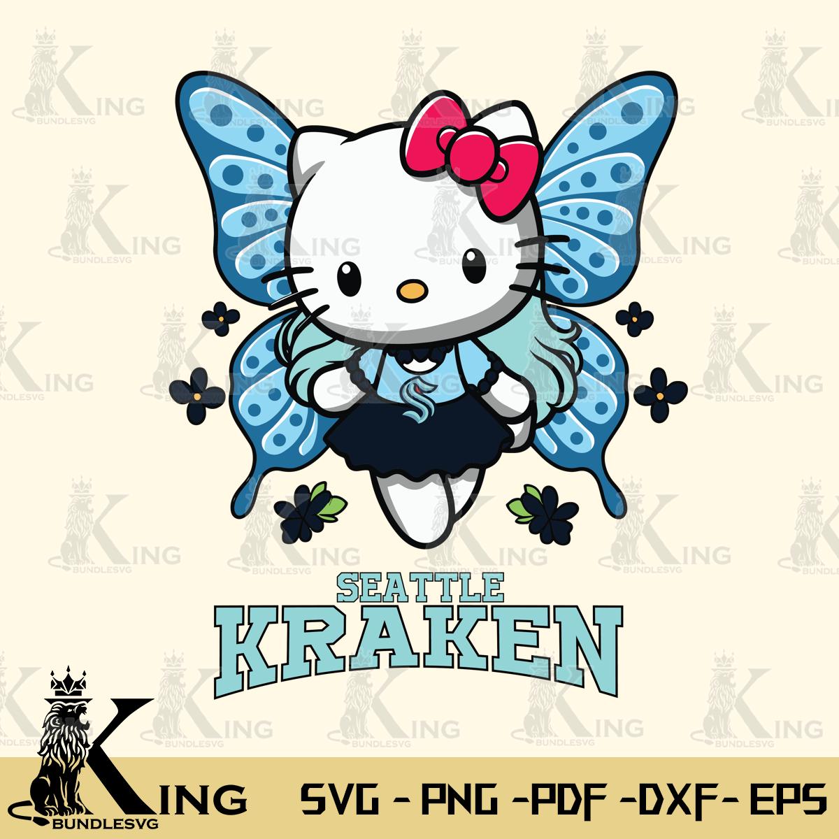 Seattle Kraken Butterfly Kitty Charm Svg Eps Dxf Png File, Digital Download