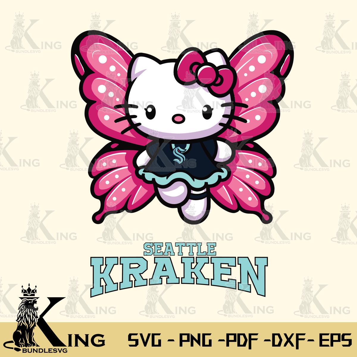 Seattle Kraken Hello Kitty Dreamscape Svg Eps Dxf Png File, Digital Download