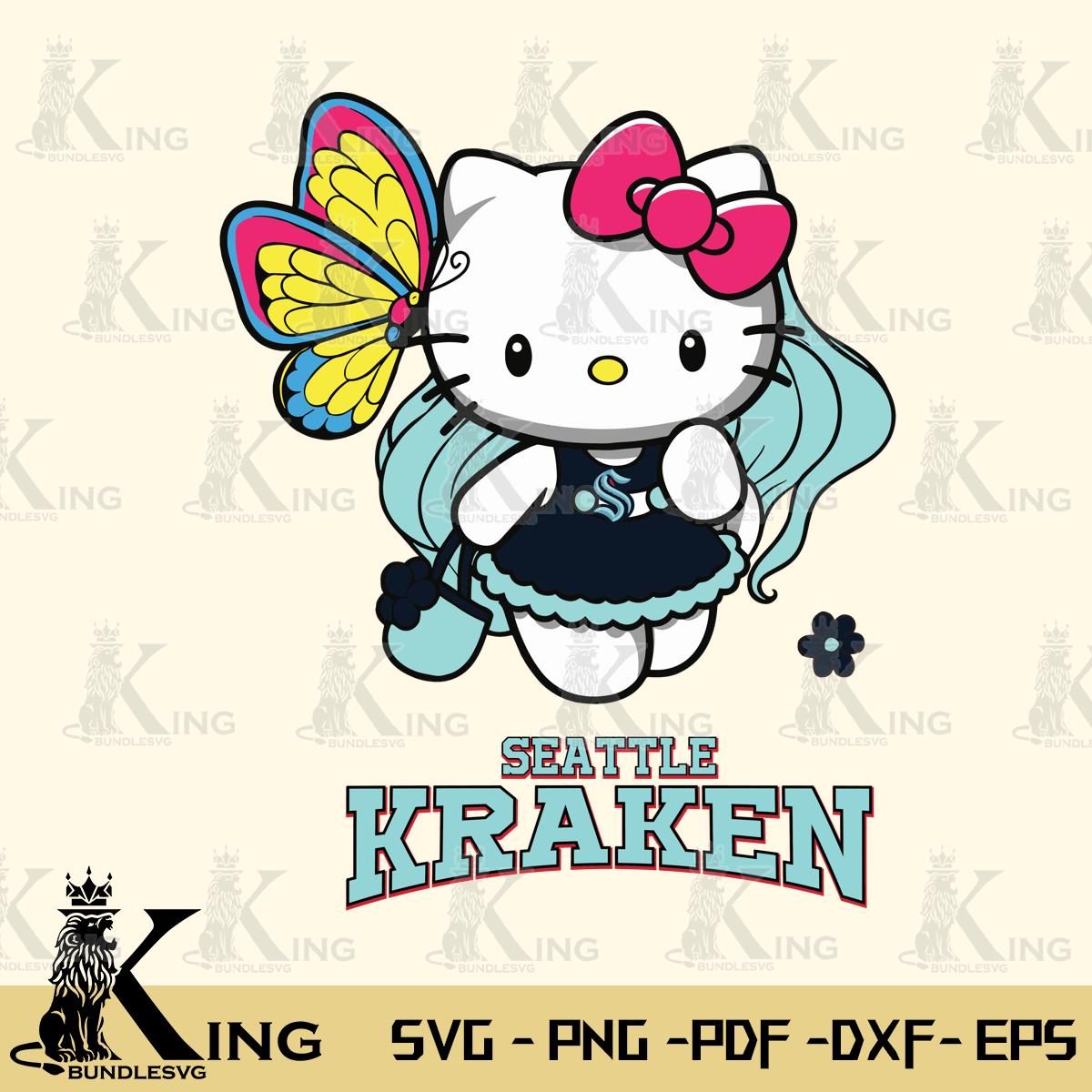 Seattle Kraken Kitty Cartoon Svg Eps Dxf Png File, Digital Download