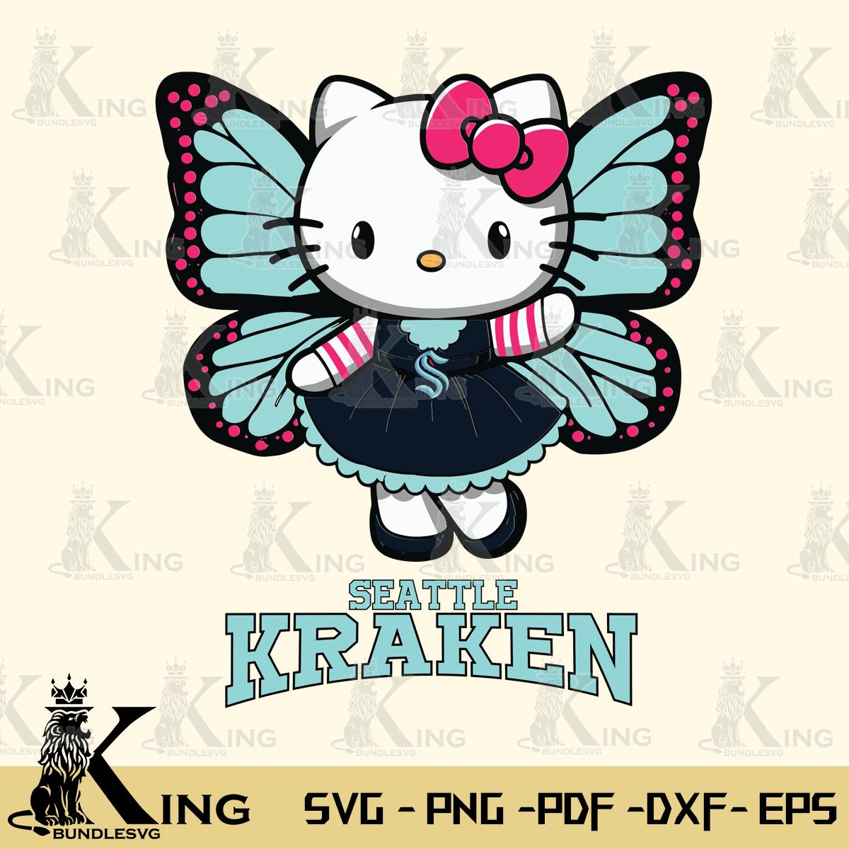 Seattle Kraken Whimsical Kitty Wings Svg Eps Dxf Png File, Digital Download