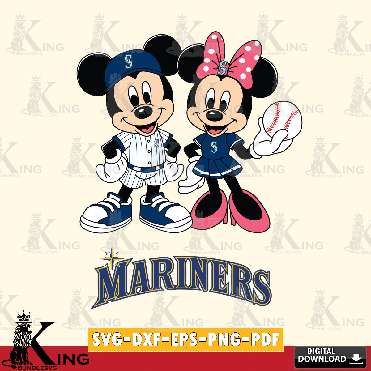 Seattle Mariners Baseball Mickey Minnie Mouse SVG file , For Cricut,  File cut , Digital Download , PDF File, Cut Files