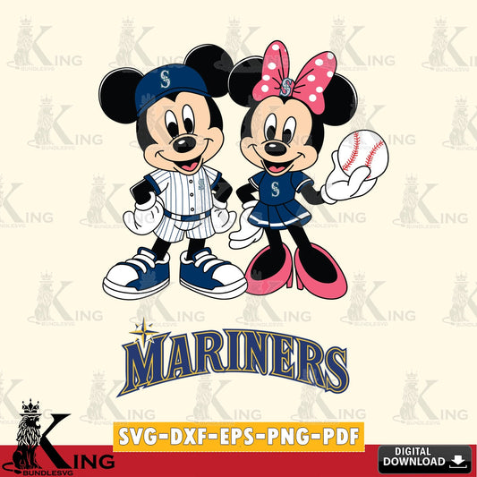Seattle Mariners Baseball Mickey Minnie Mouse SVG file , For Cricut,  File cut , Digital Download , PDF File, Cut Files