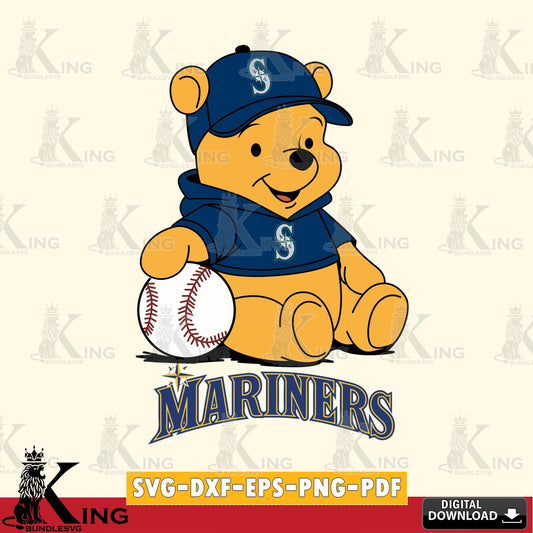 Creative design featuring Seattle Mariners baseball star Teddy, a digital download for Cricut Maker and paper crafts.