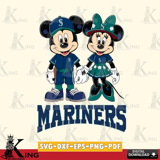 Seattle Mariners Mickey Minnie Baseball SVG File, MLB for Cricut, Silhouette, Digital Download , file cut