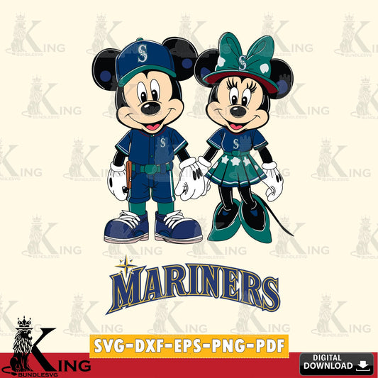 Seattle Mariners Mickey Minnie Baseball SVG file , For Cricut,  File cut , Digital Download , PDF File, Cut Files