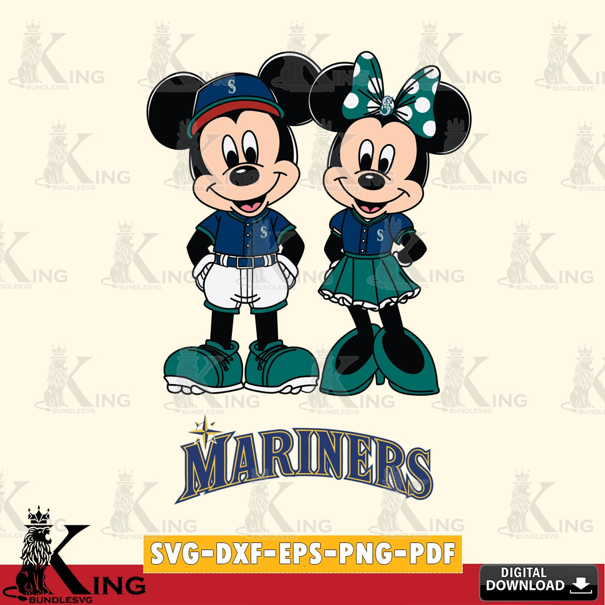 Seattle Mariners Mickey Minnie Mouse Baseball SVG file , For Cricut,  File cut , Digital Download , PDF File, Cut Files
