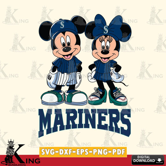 Seattle Mariners Mickey Minnie Mouse Fan SVG File, MLB for Cricut, Silhouette, Digital Download , file cut
