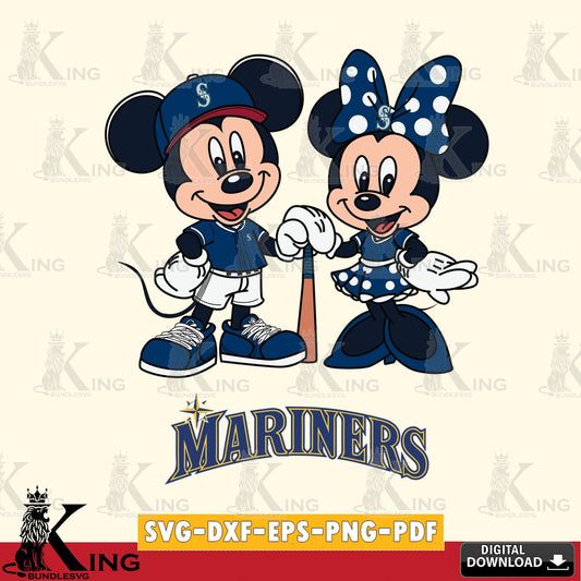 Seattle Mariners Mickey Minnie Mouse Sport SVG file , For Cricut,  File cut , Digital Download , PDF File, Cut Files