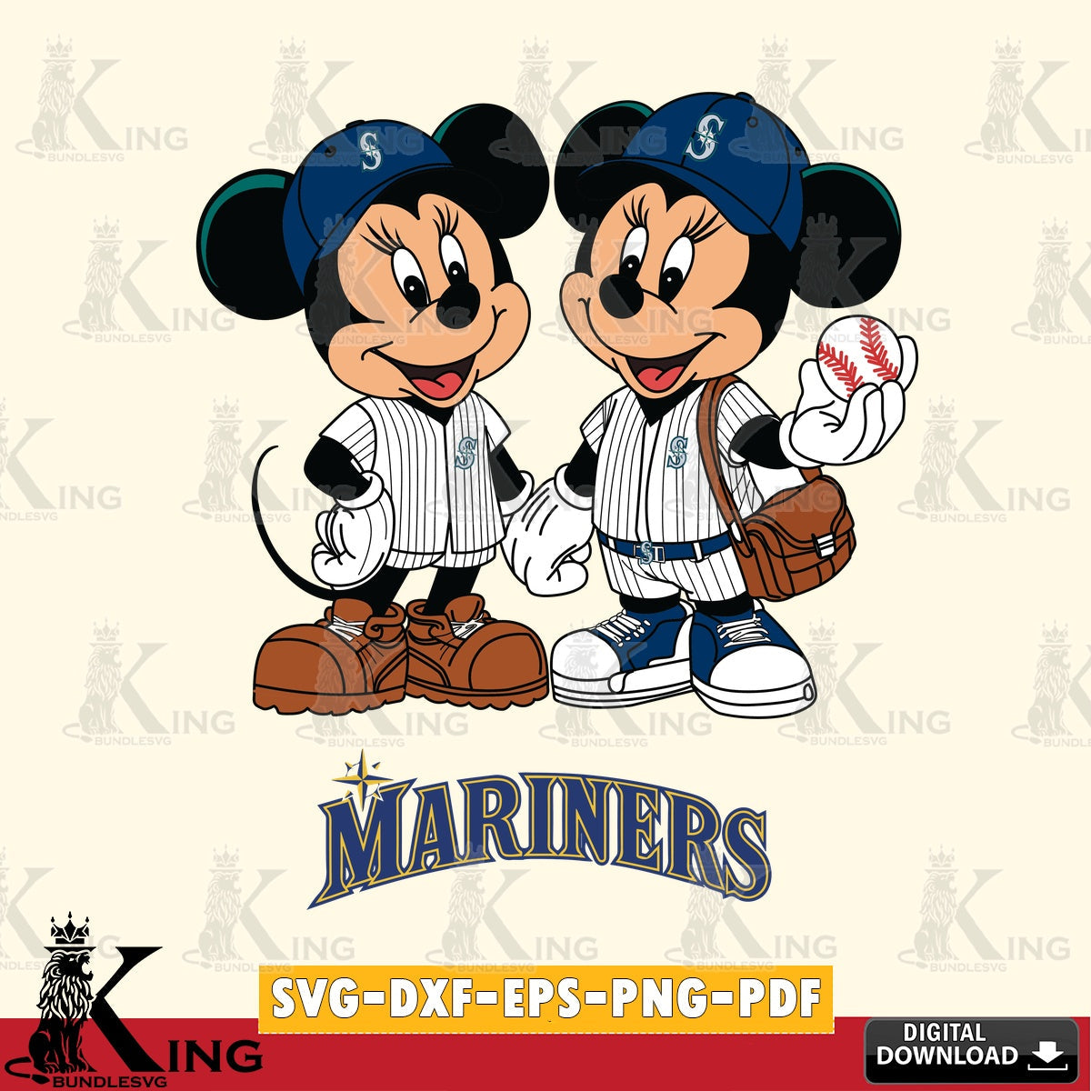 Seattle Mariners Mickey Minnie Mouse couple SVG file , For Cricut,  File cut , Digital Download , PDF File, Cut Files