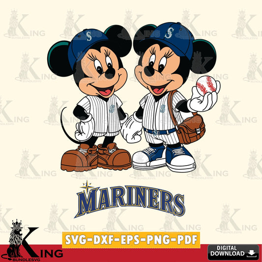 Seattle Mariners Mickey Minnie Mouse couple SVG file , For Cricut,  File cut , Digital Download , PDF File, Cut Files