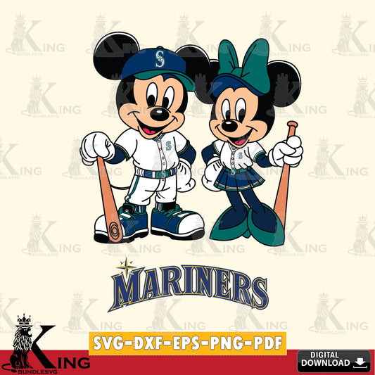 Seattle Mariners Mickey Minnie Mouse player SVG file , For Cricut,  File cut , Digital Download , PDF File, Cut Files