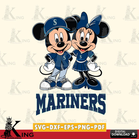 Seattle Mariners Mickey Minnie Mouse smile SVG File, MLB for Cricut, Silhouette, Digital Download , file cut