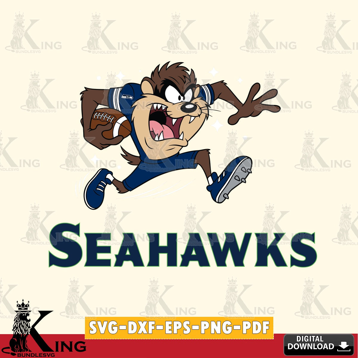 Seattle Seahawks Angry Taz Football Cut file  , Digital Download , Instant Download, Looney Tunes svg, Football svg