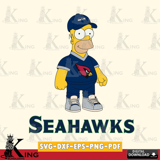 Modern graphic depicting Seattle Seahawks Homer Simpson Football, a digital file for silhouette cameo and cricut projects