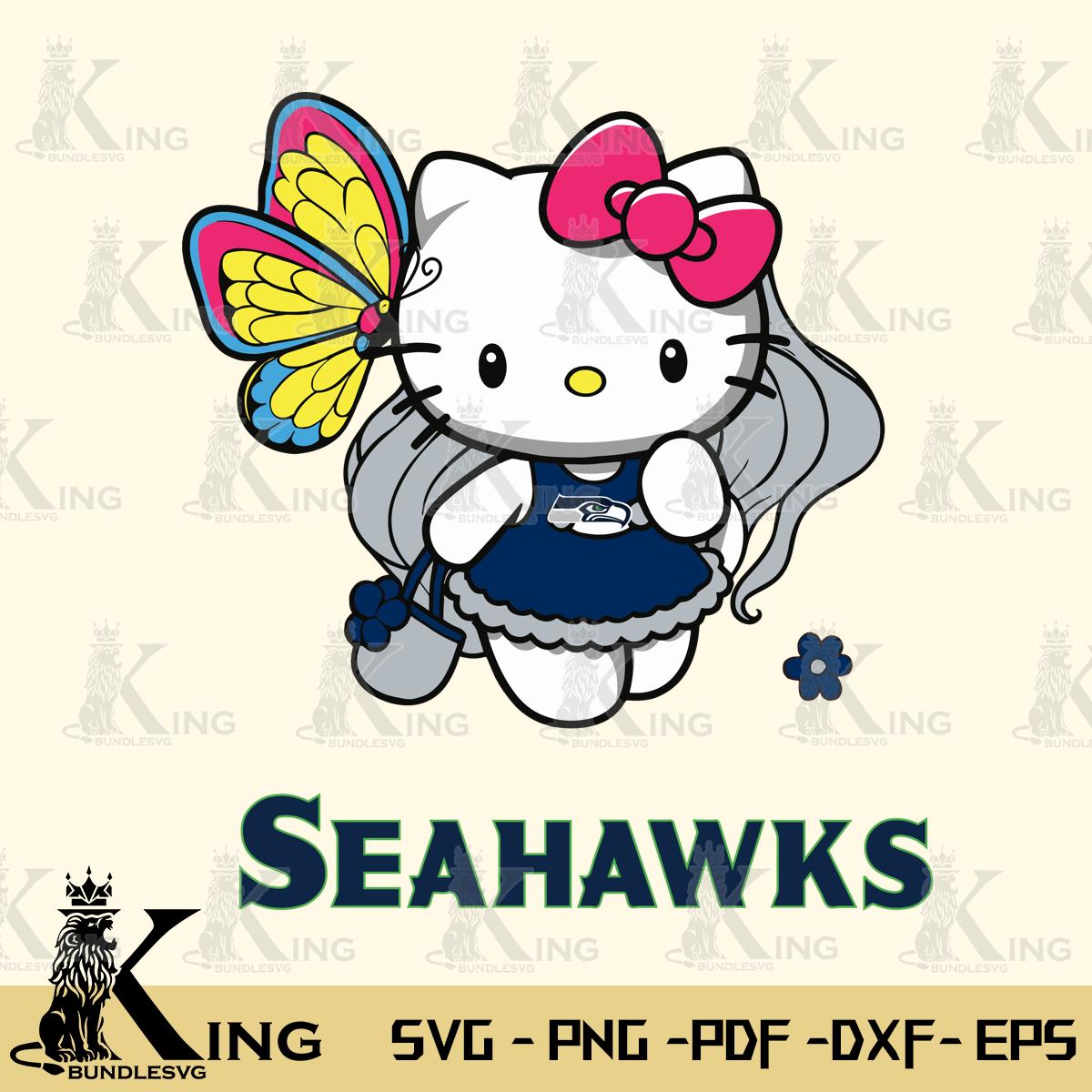 Seattle Seahawks Kitty Cartoon Svg Eps Dxf Png File, Digital Download