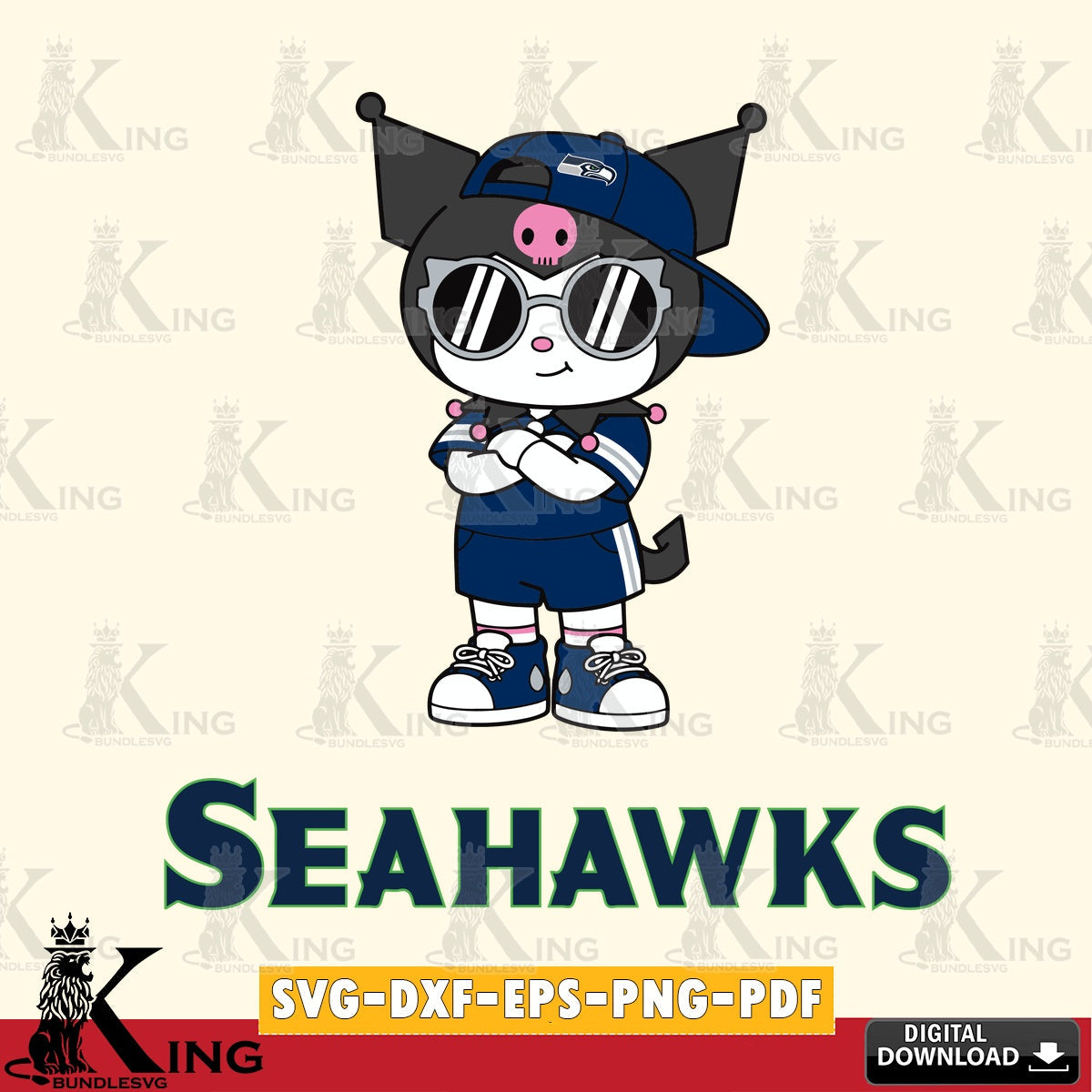 Seattle Seahawks Kuromi Football Jersey SVG file, Cricut, Cut file  , Digital Download , Instant Download, Sanrio svg, Clipart