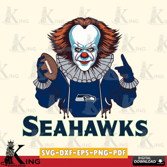 Eye-catching graphic of a Seattle Seahawks Pennywise football player for NFL cut SVG PNG files perfect for Cricut and Silhouette