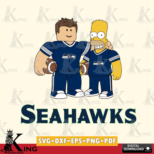 Seattle Seahawks Roblox & Homer Simpson Football SVG file , Cricut, NFL  File cut , Digital Download , PDF File